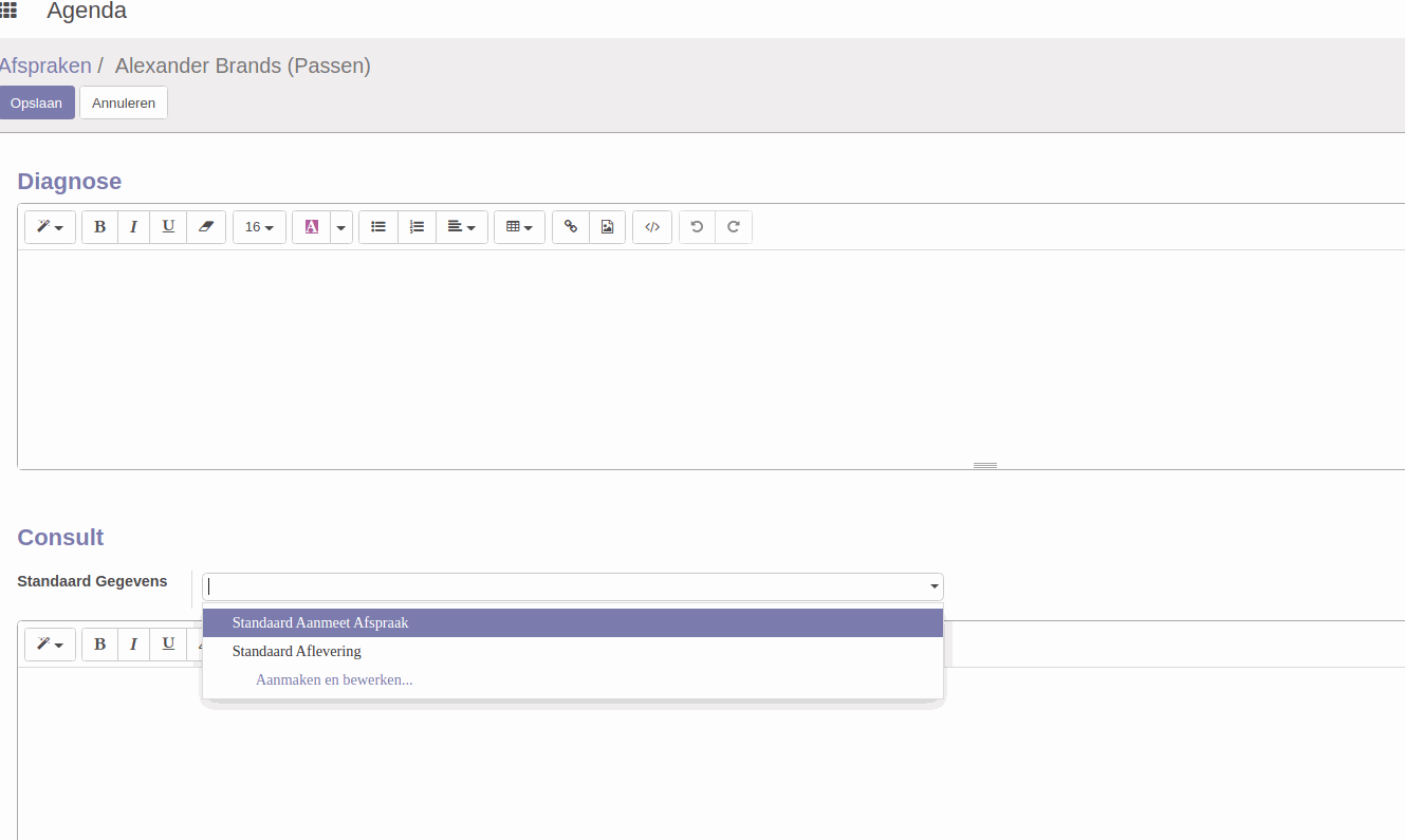 Odoo afbeelding en tekstblok